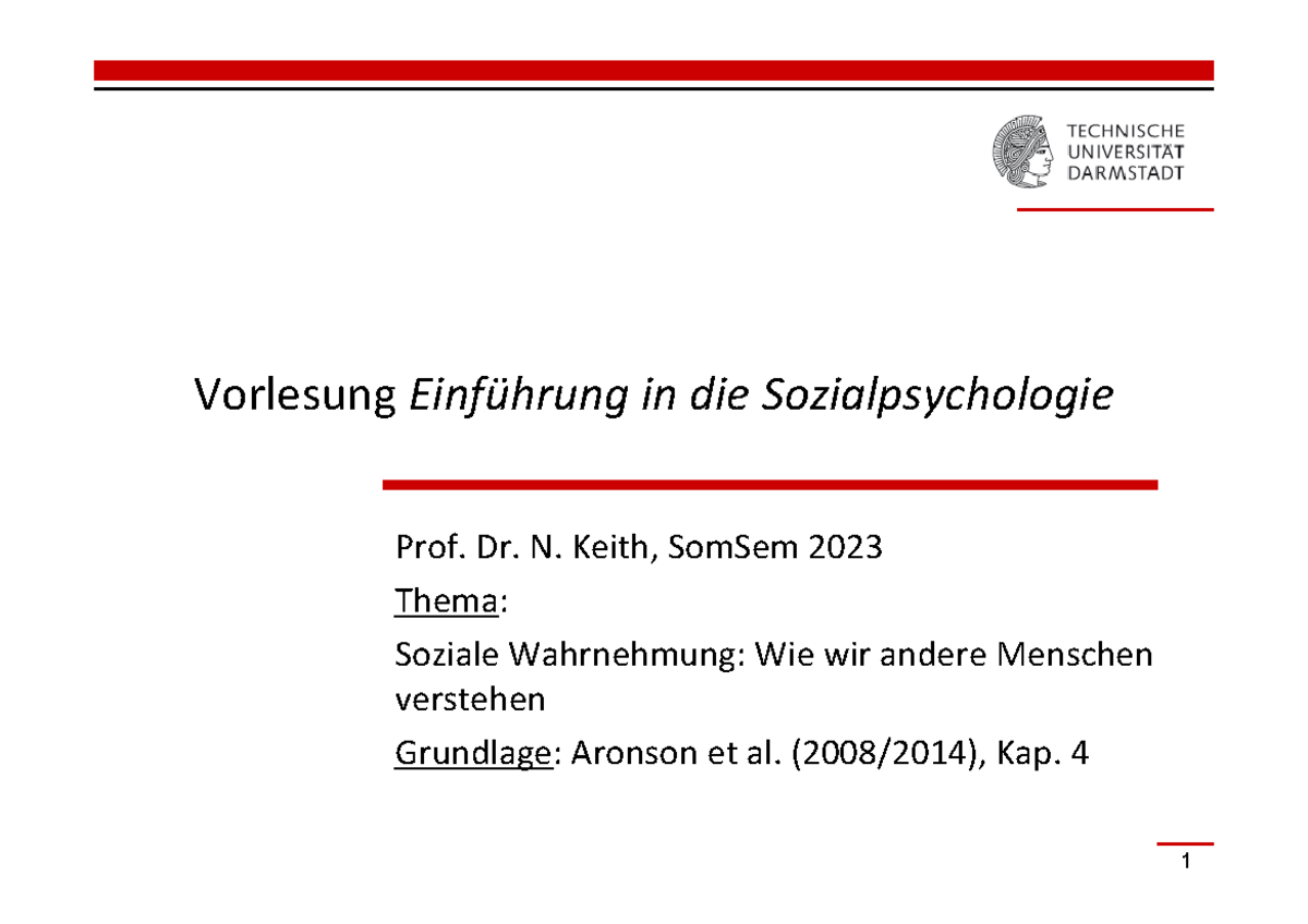 Hypothesentheorie Der Sozialen Wahrnehmung 04 Sozialpsy Keith Som Sem 2023 Soziale Wahrnehmung[ 1148] - Vorlesung