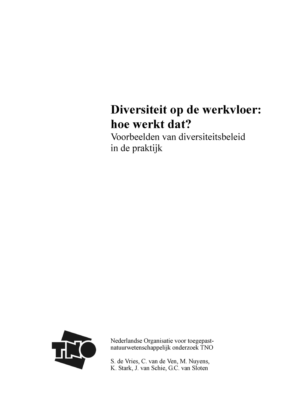 Vries-2005-diversiteit 2005 Tekst Oefening 1 Paper - Diversiteit Op De ...