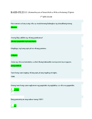 FILI111 Week7 - Rereview - FILI FILI-111 Linggo 11-12: Mga Sitwasyong ...