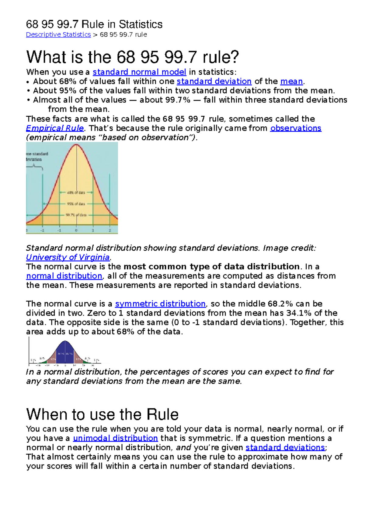 68 95 99 Notes 68 95 99 Rule In Statistics Descriptive Statistics 