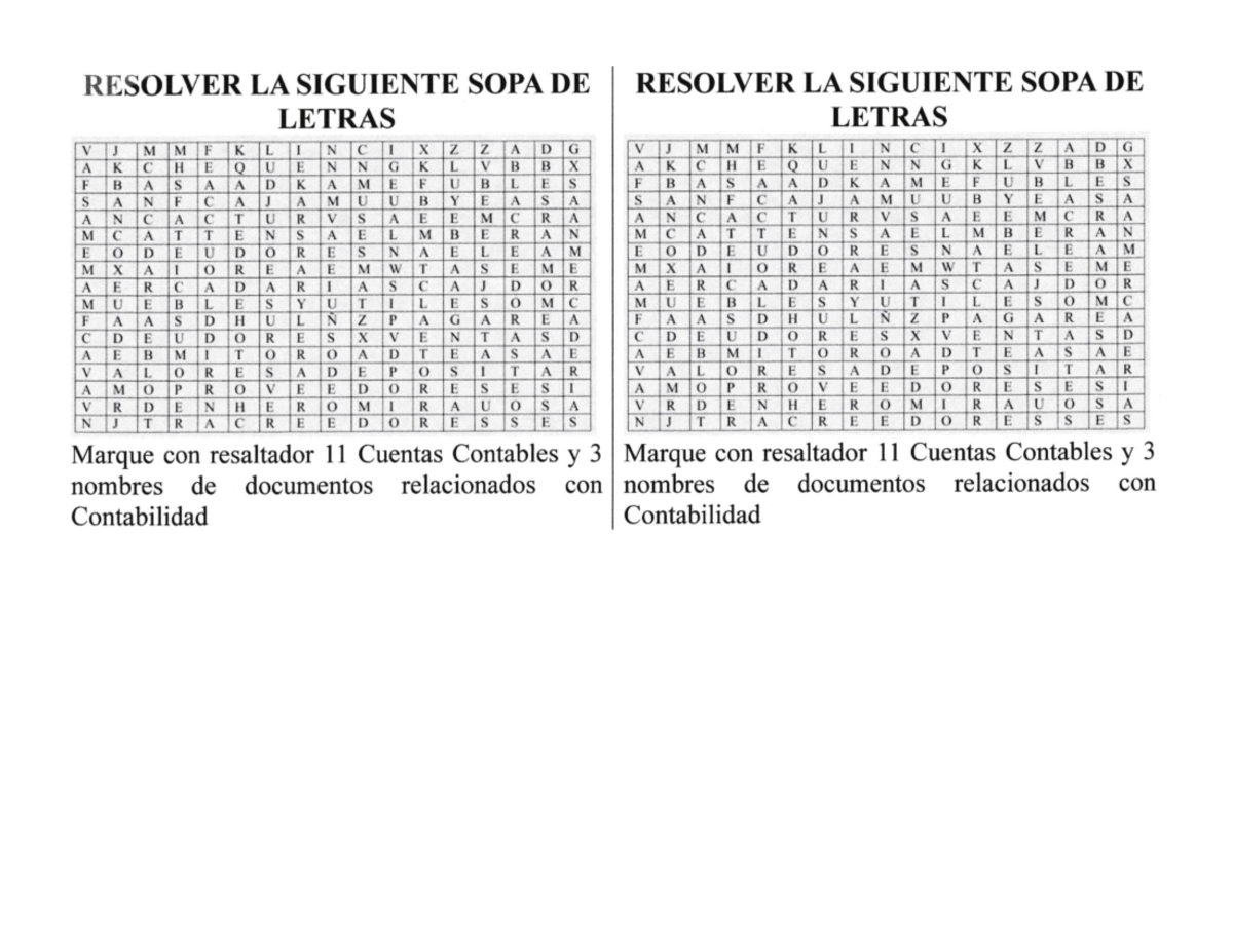SOPA DE Letras Contable - Contabilidad - Studocu