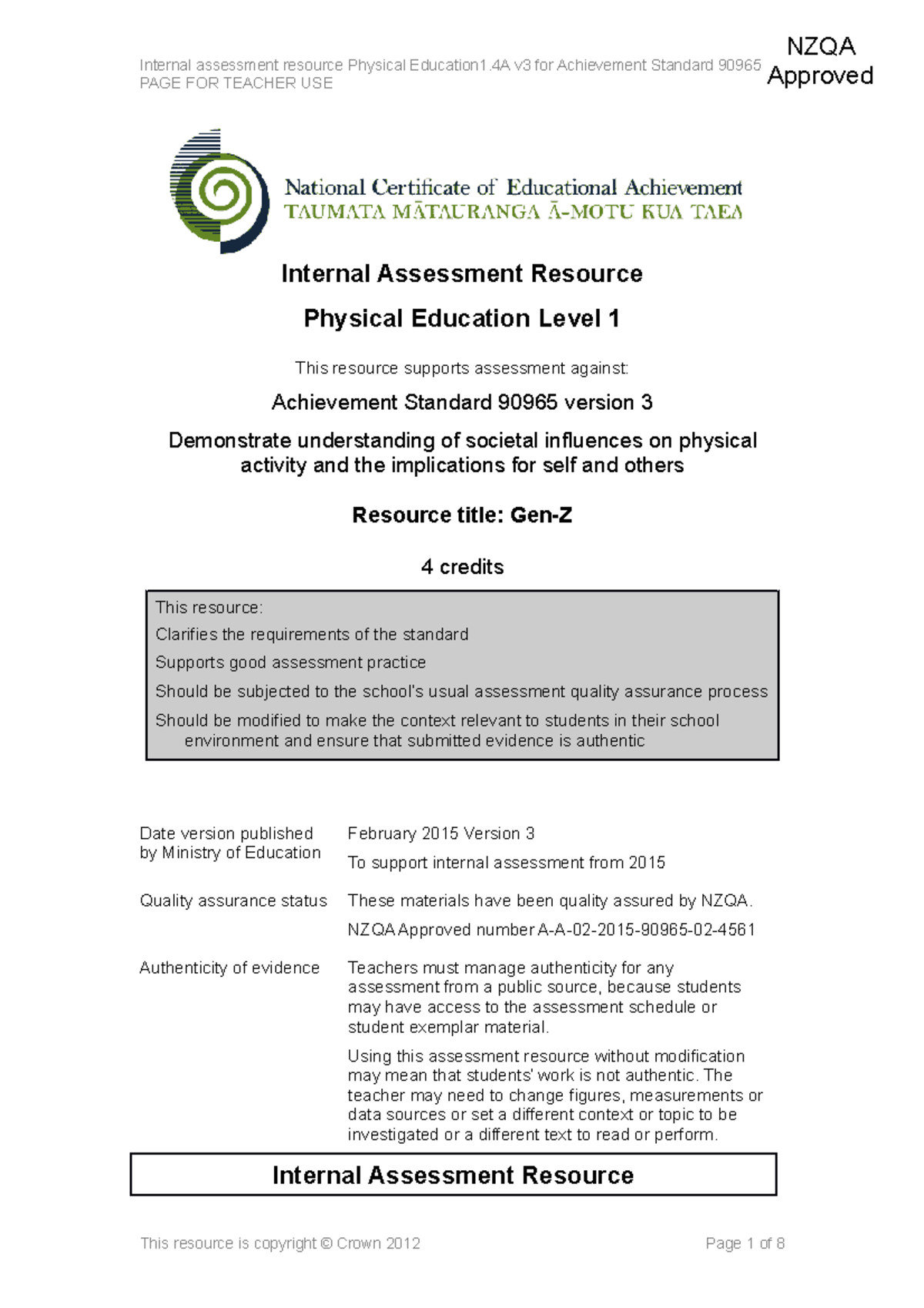 Physed 1 4A v3 feb15 - descriptioj - Internal assessment resource ...