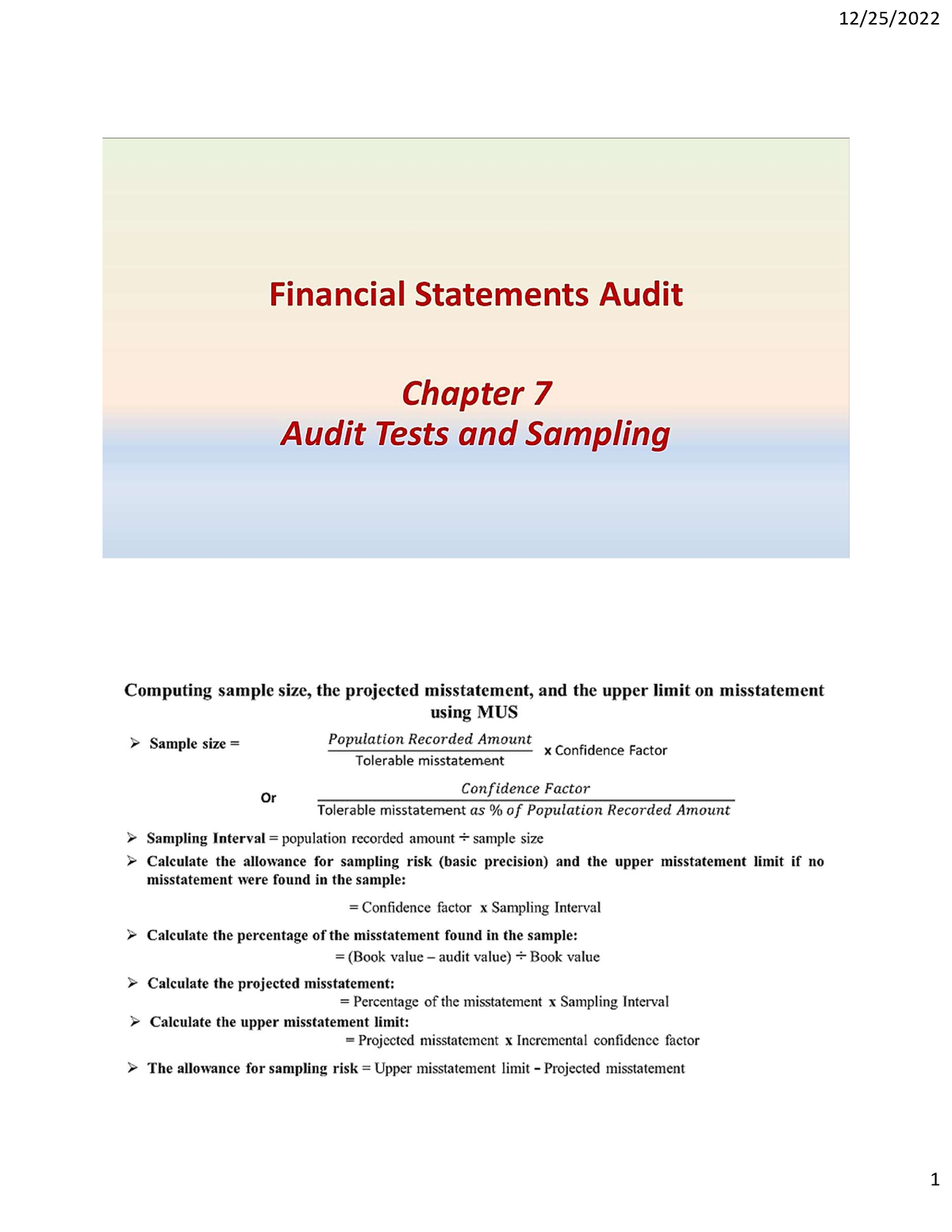 Lecture 6- Audit AMT - SD-123 - Studocu