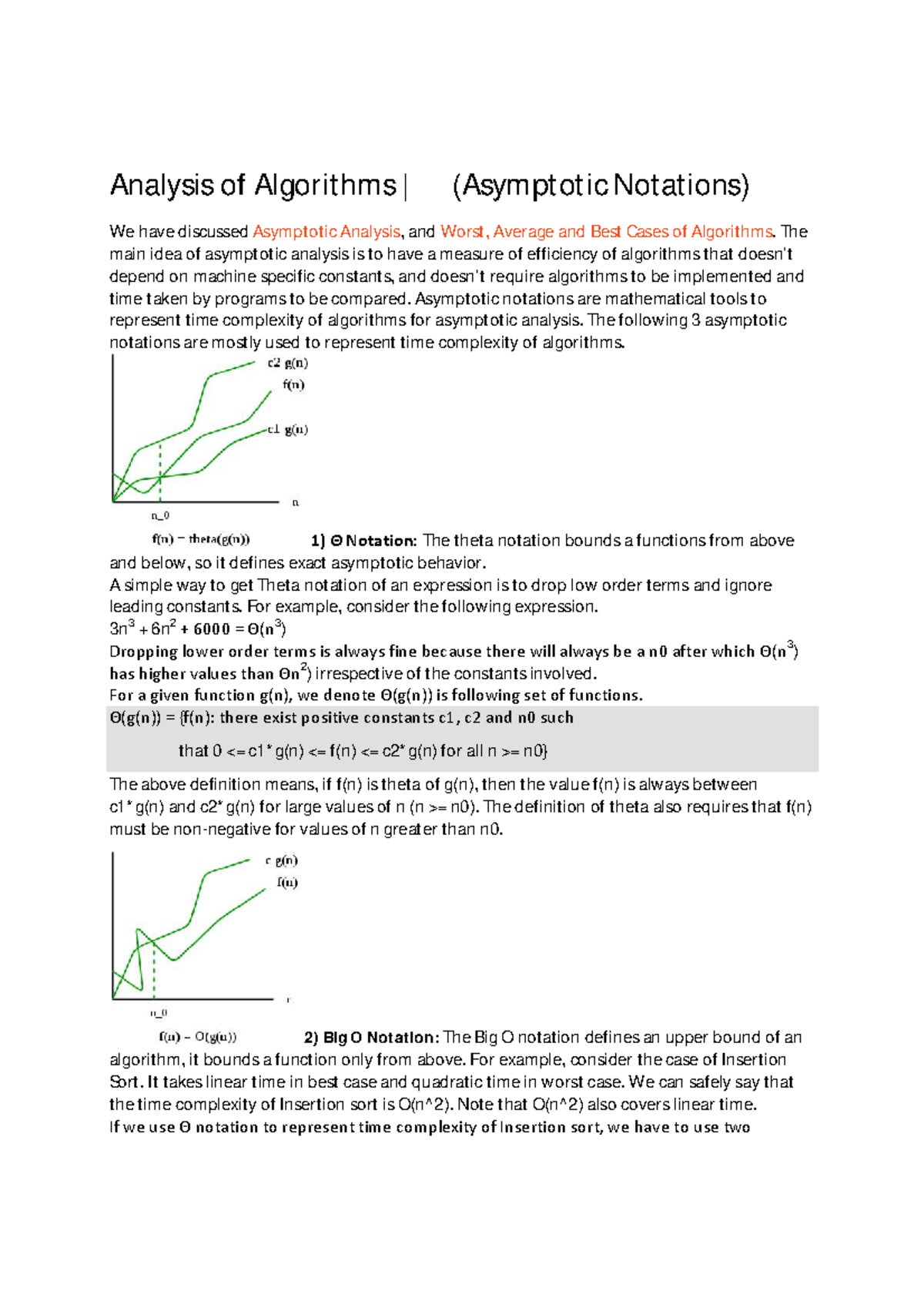 Analysis Of Algorithms The Main Idea Of Asymptotic Analysis Is To Have A Measure Of Efficiency 2181