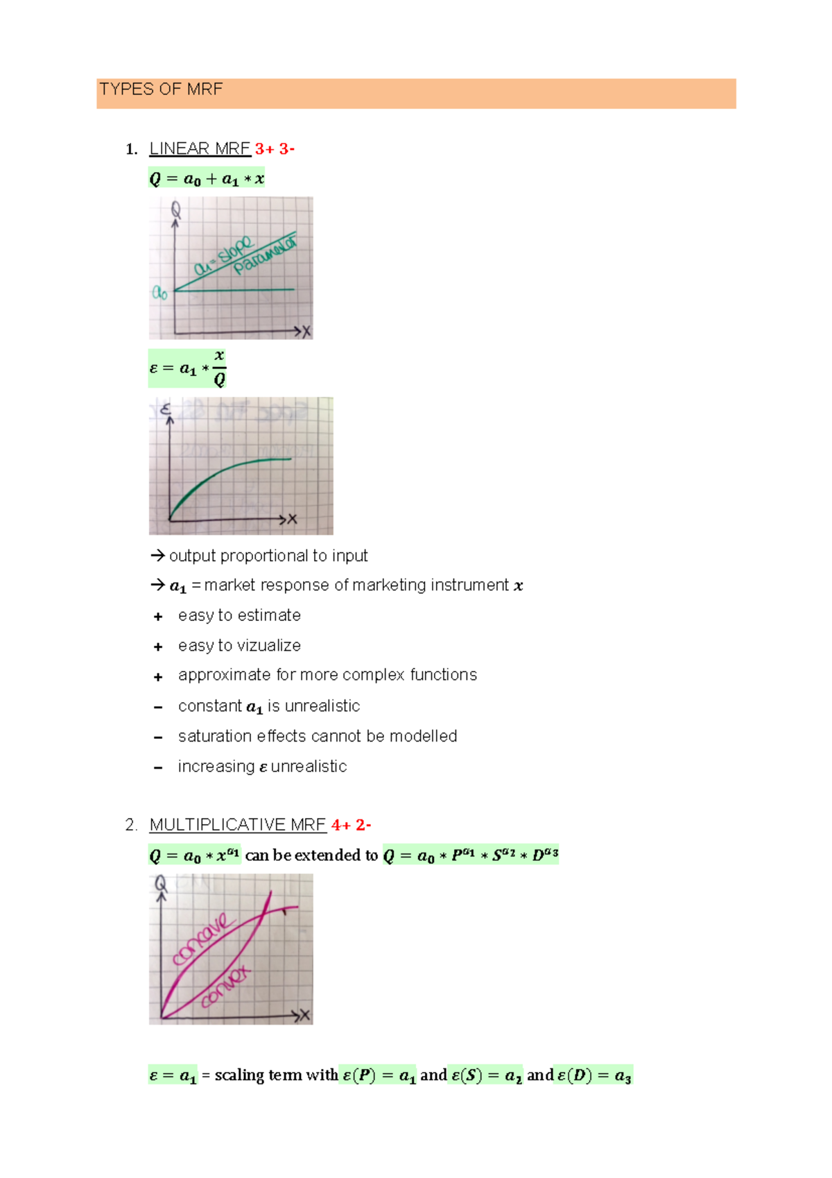 Summary - All you need to know [18 pages] - TYPES OF MRF 1. LINEAR MRF ...