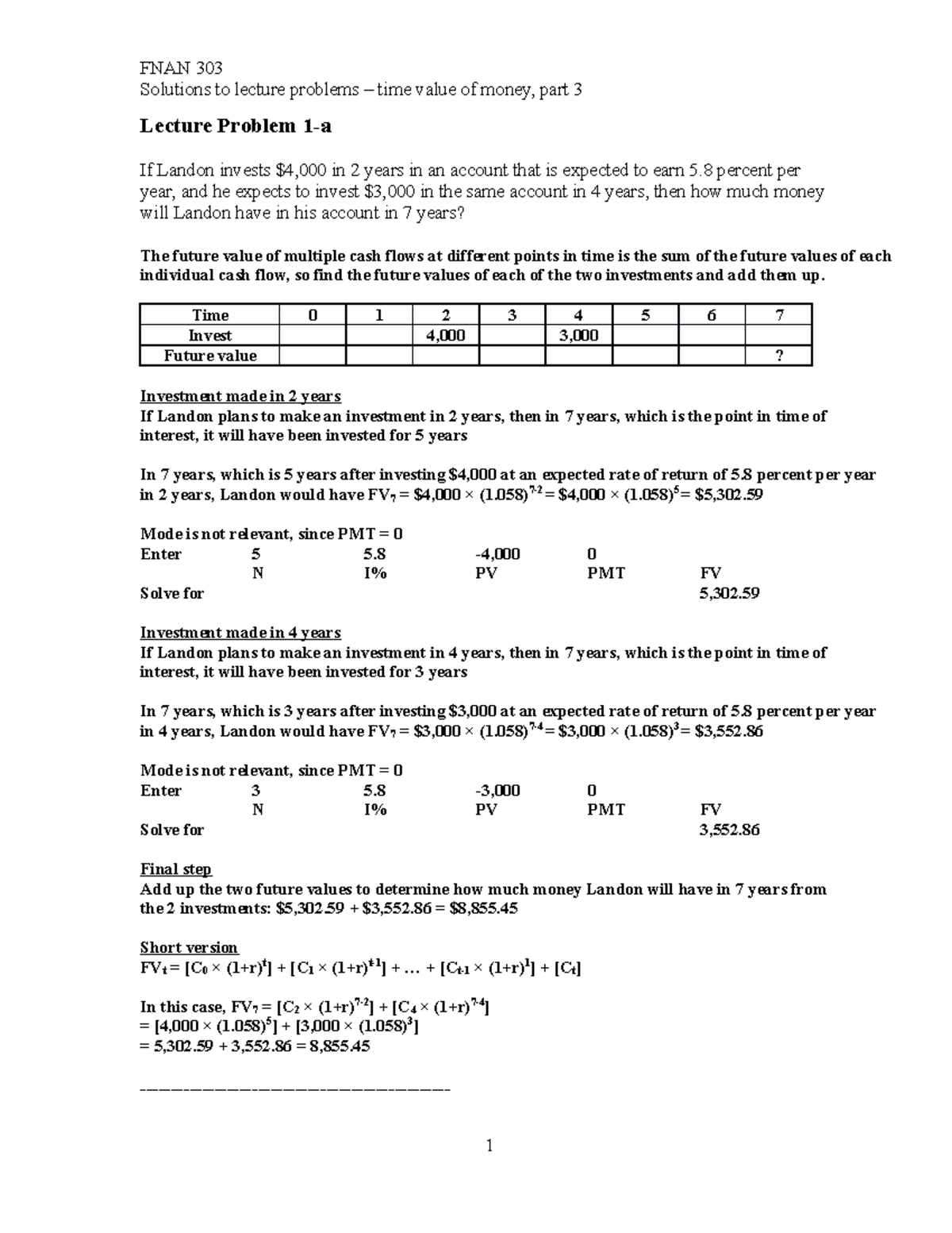 Time Value Of Money Part 3 Lecture Problems Solutions - Solutions To ...