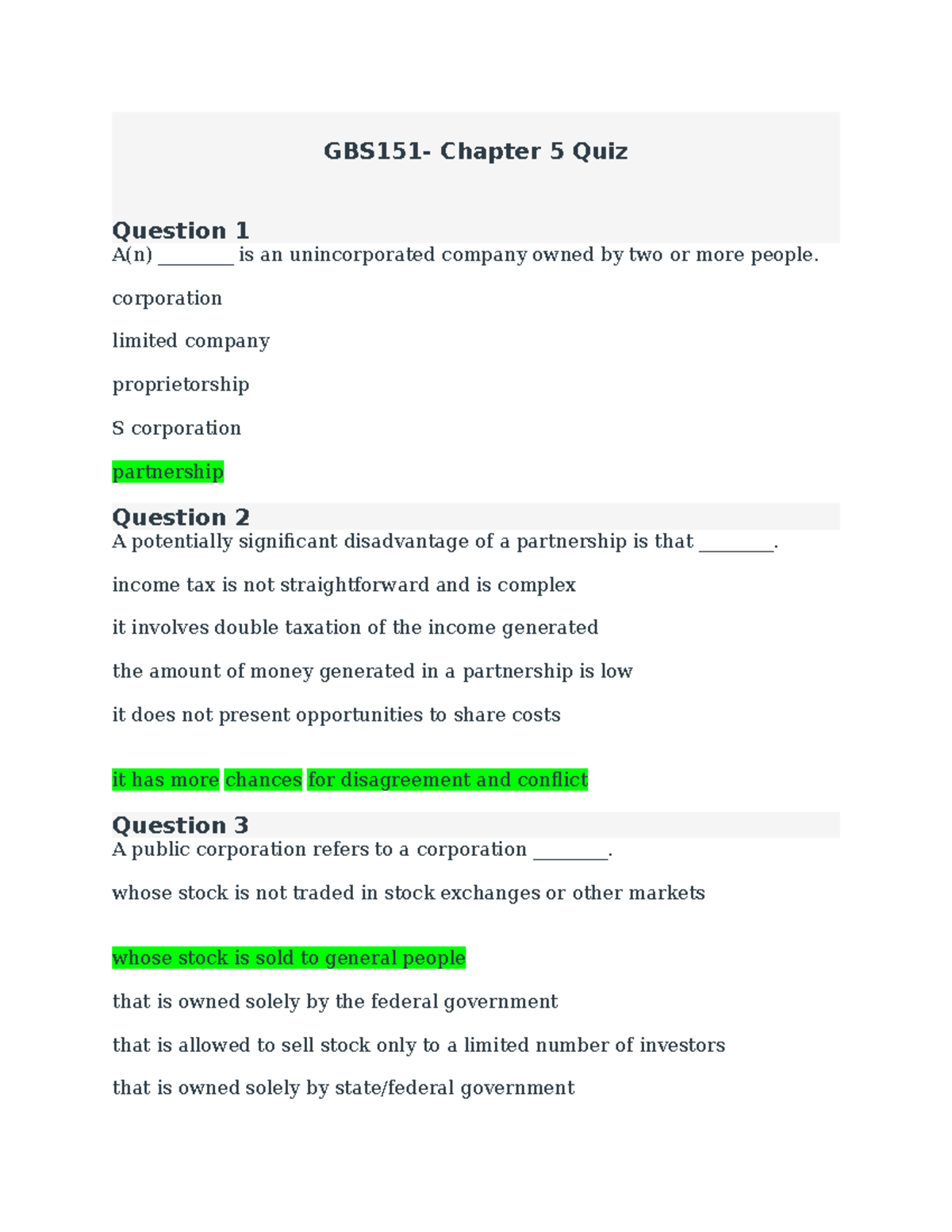GBS151 chp 5 - Please READ and REVIEW Chapter 2 before you start this ...