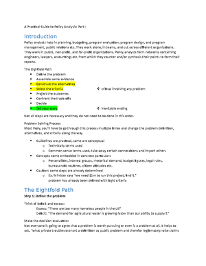 Public Policy Analysis Final review - A Practical Guide to Policy ...