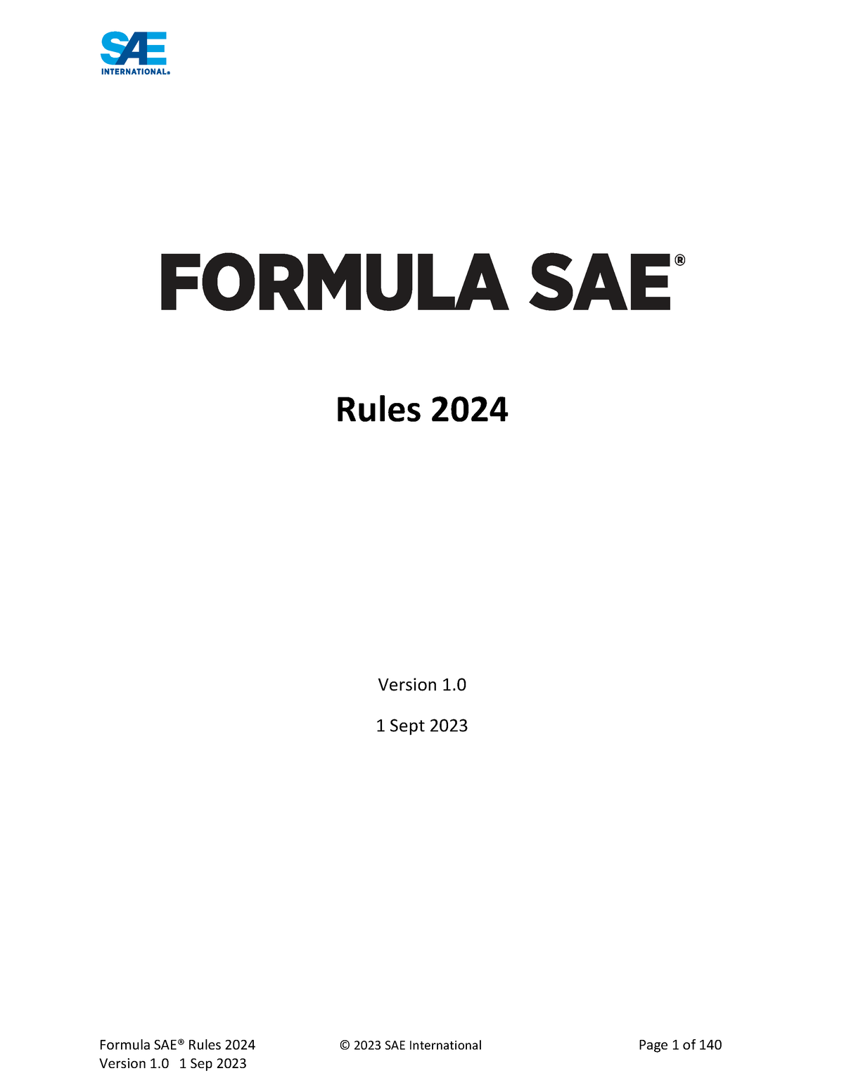 FSAE Rules 2024 V1 TABLE OF CONTENTS Verify this is the current