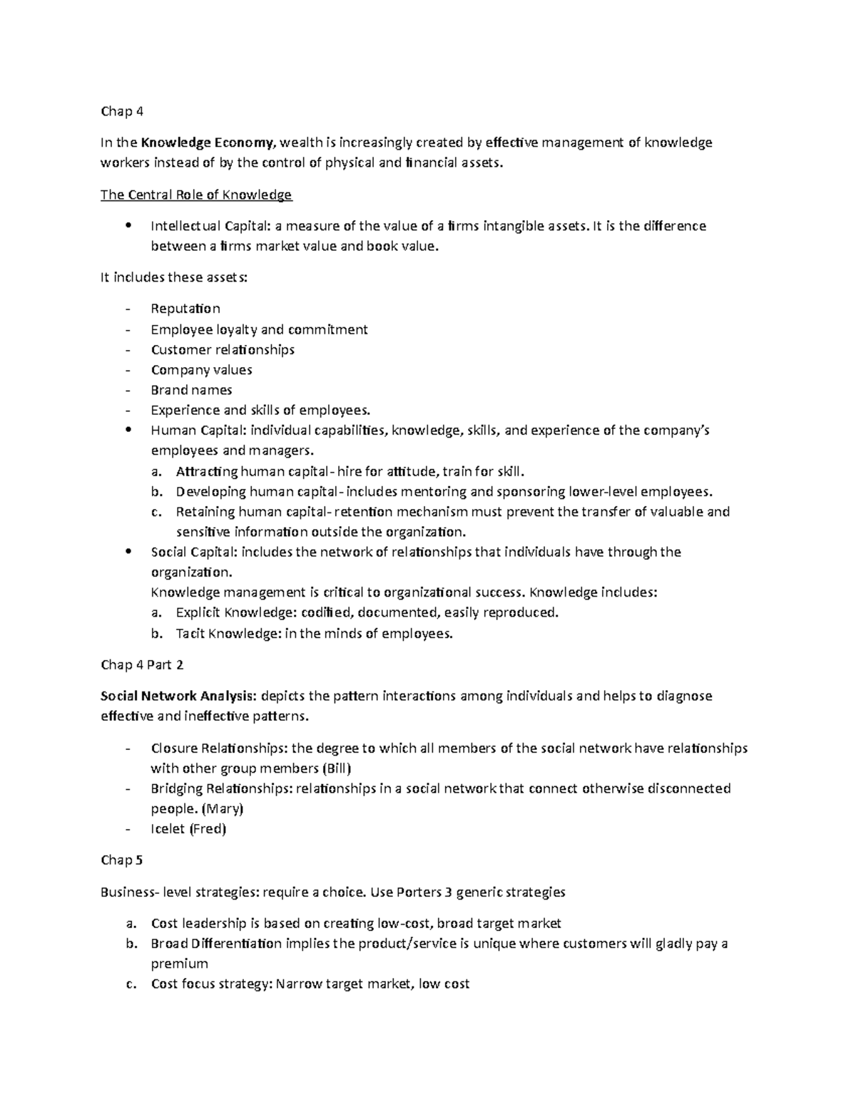 Chap 4-6 Notes - Business Strategy - Chap 4 In the Knowledge Economy ...