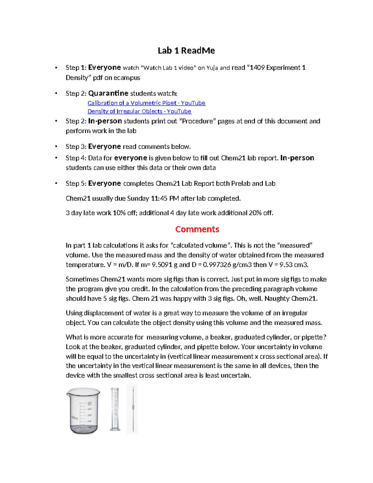 Lab 1 Read Me Lab 1 for Gen Chem for Engineering Lab 1 ReadMe