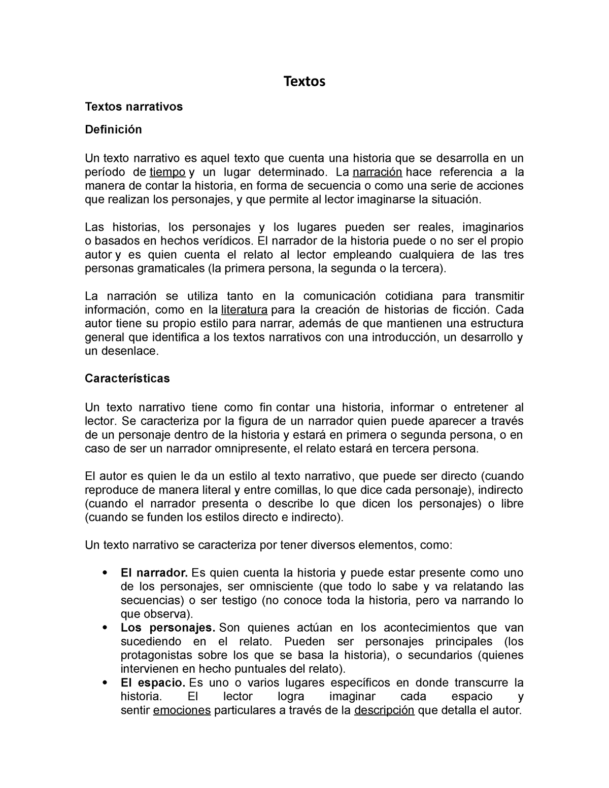 Textos - Nada interesante - Textos Textos narrativos Definición Un texto  narrativo es aquel texto - Studocu