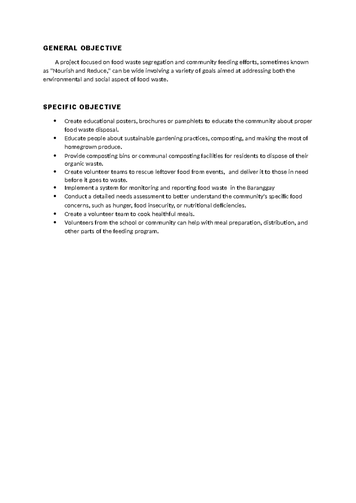 General Objective - Summary B.S Hospitality Management - GENERAL ...
