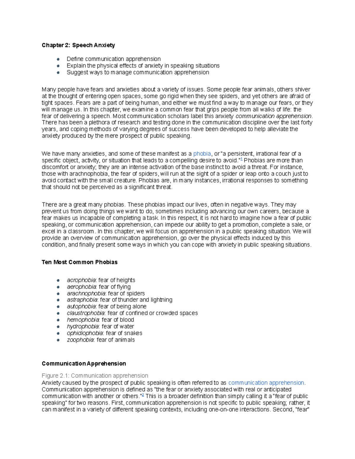 Chapter 2 COMM 110 Chapter 2 Speech Anxiety Define communication