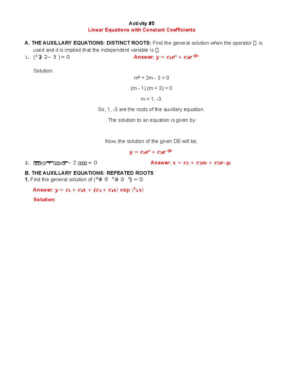 Module 5 Solutions of Linear Homogeneous Differential Equations with