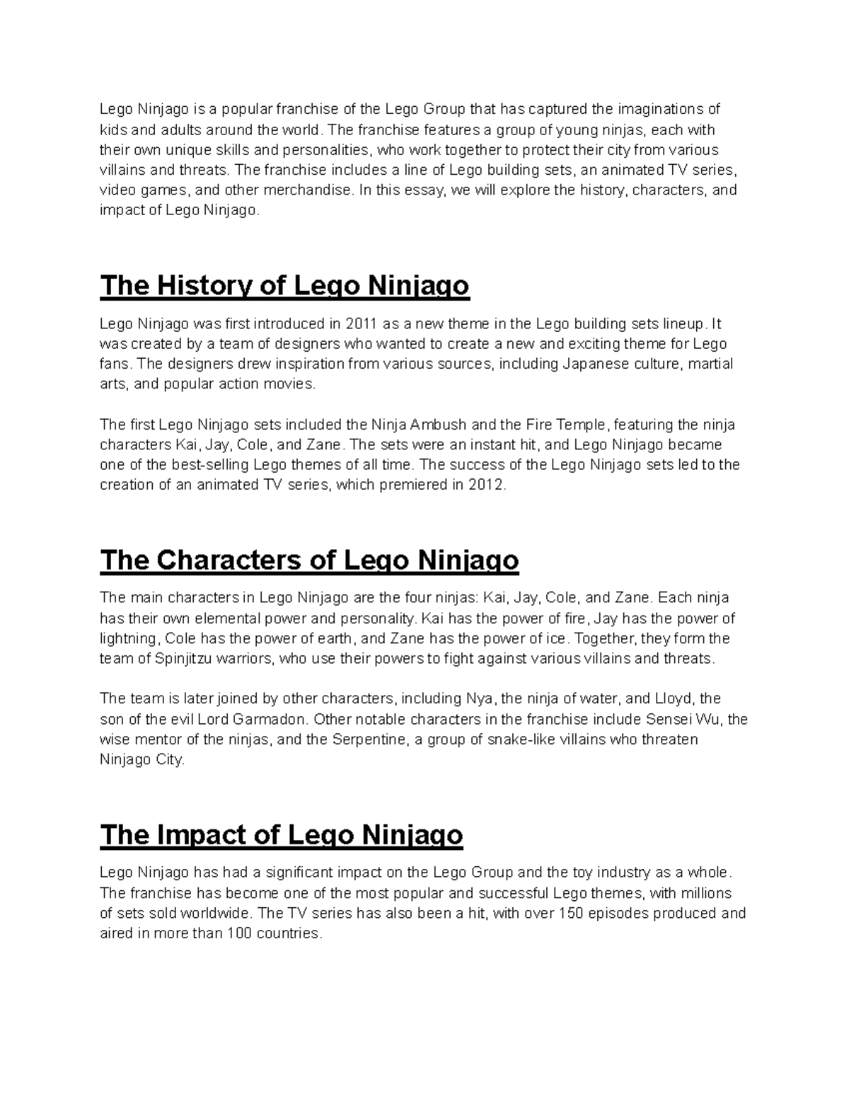 Lego Ninjago Explained/Transcript – USEQI