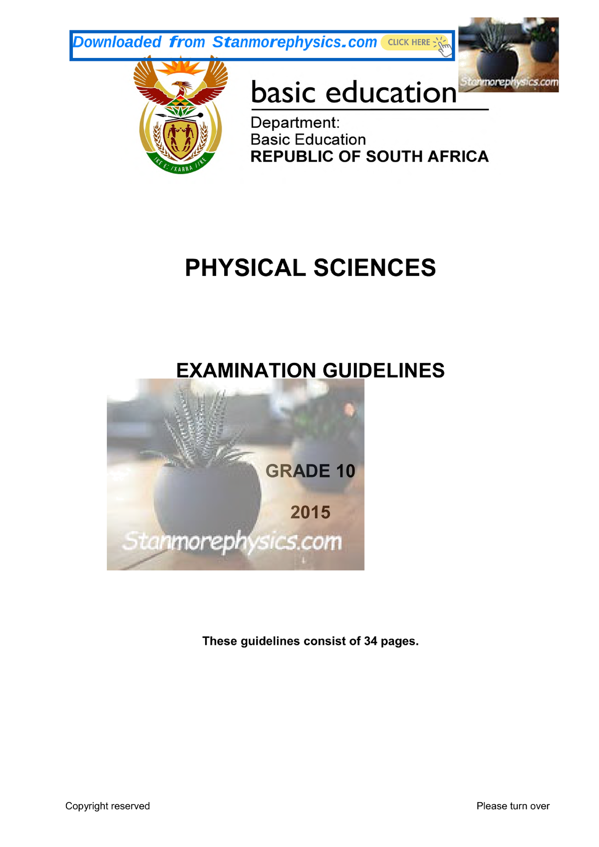 Physical Sciences GR 10 Exam Guidelines 2015 Eng - Studocu