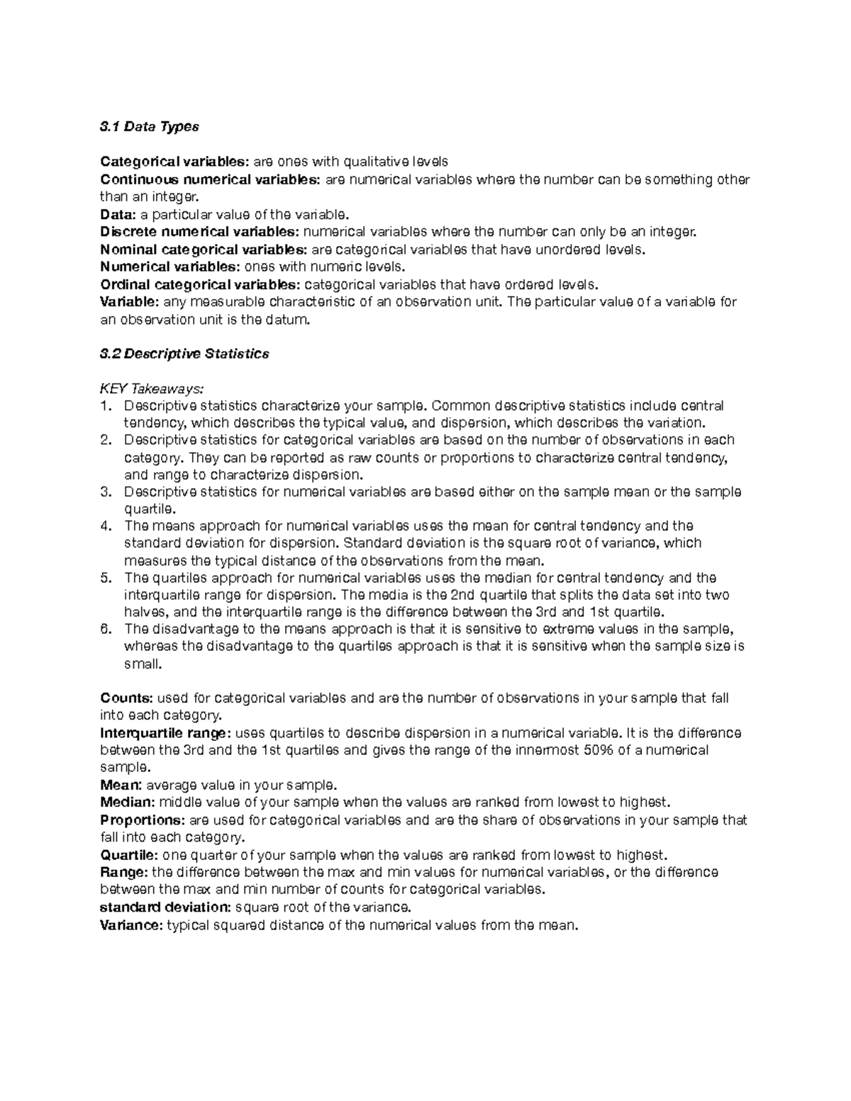 Module 3: Descriptive Statistics - 3 Data Types Categorical variables ...