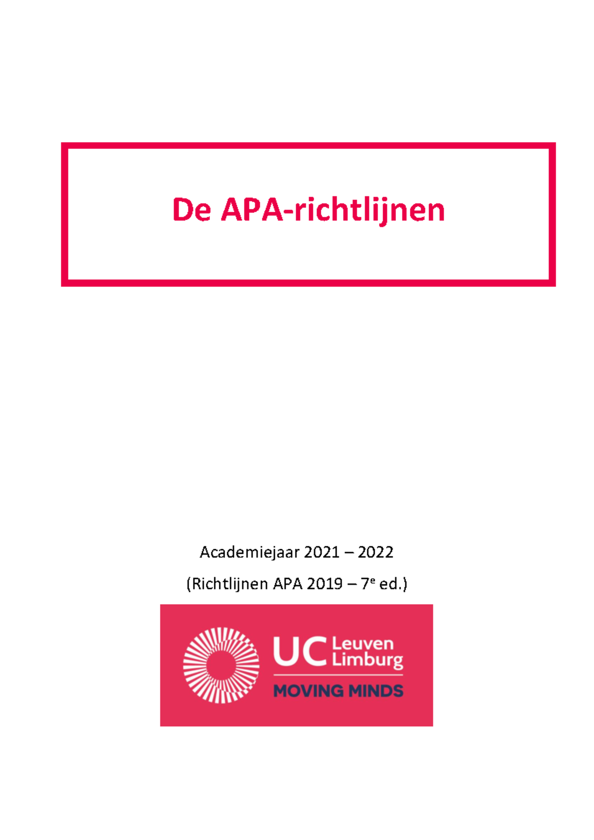 De APA Richtlijnen 2022 (1) - Academiejaar 20 21 – 2022 (Richtlijnen ...