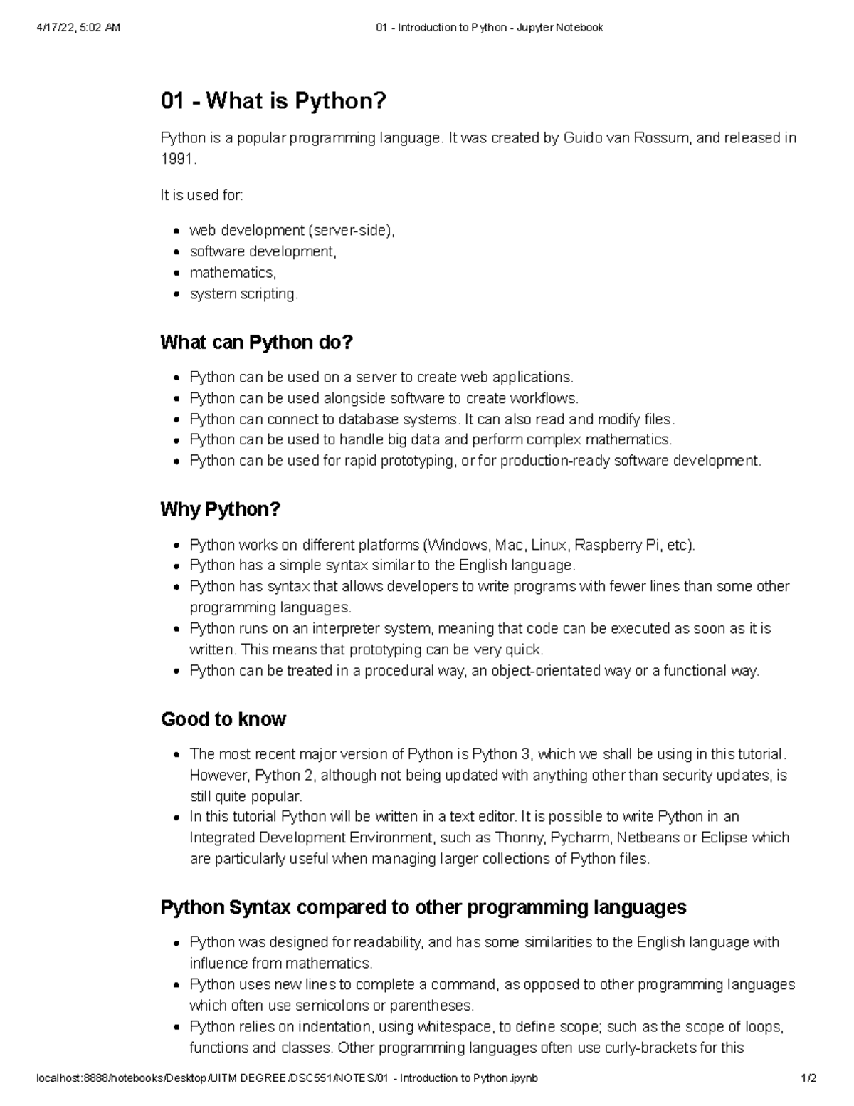 01 - Introduction to Python - Jupyter Notebook - 4/17/22, 5:02 AM 01 ...