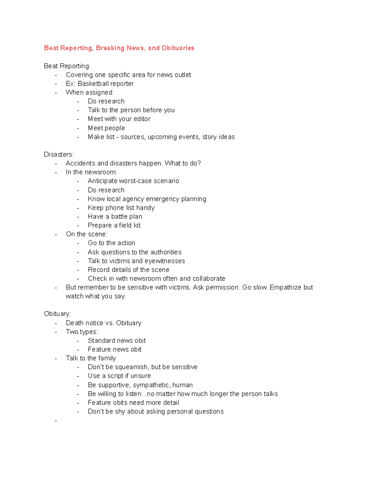 11 10 2019 - Professor Korte Journalism class, all the notes that will ...