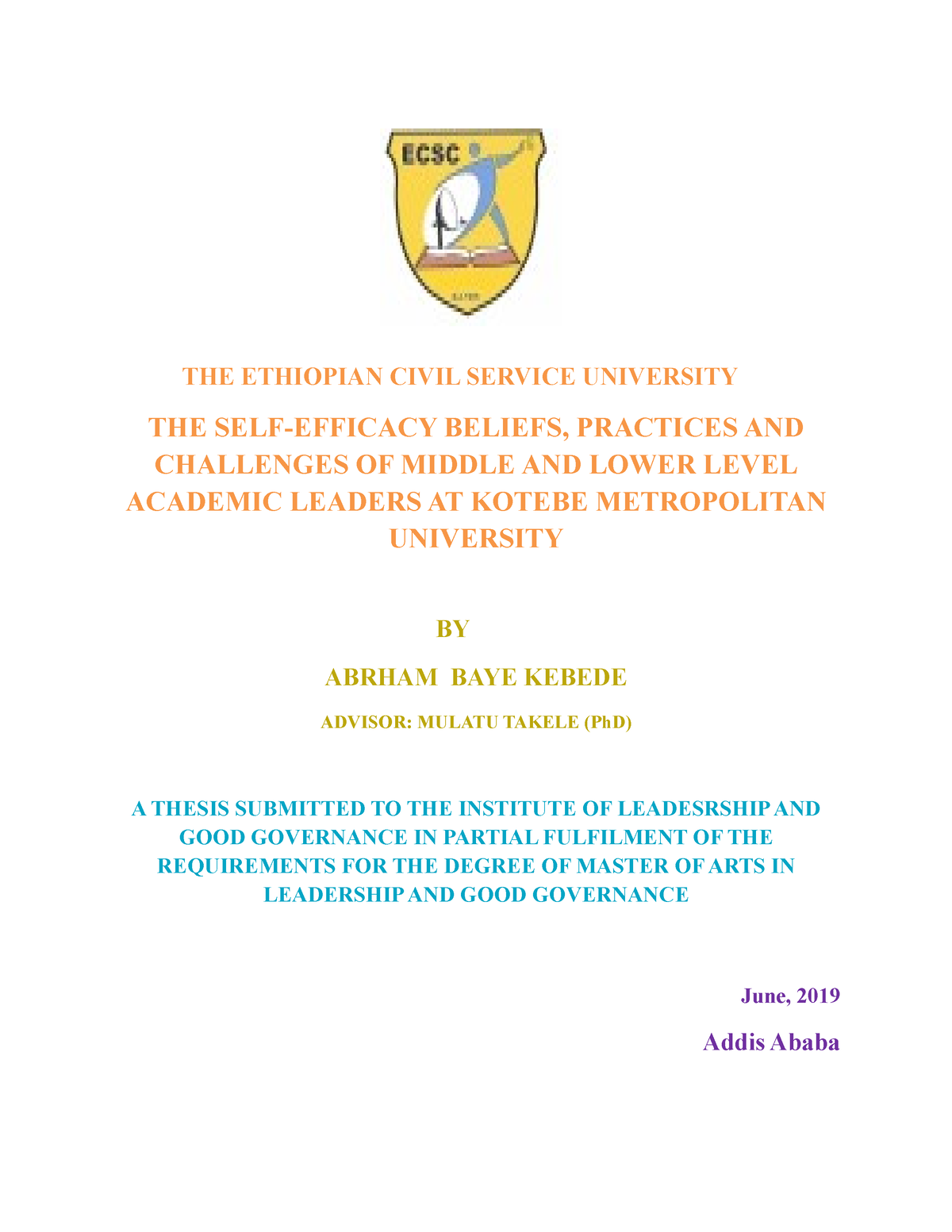 mba thesis ethiopia