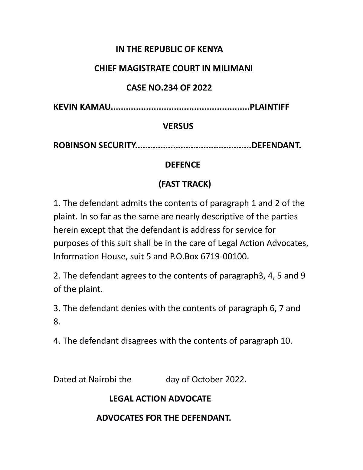 Defence IN THE REPUBLIC OF KENYA CHIEF MAGISTRATE COURT IN MILIMANI   Thumb 1200 1553 