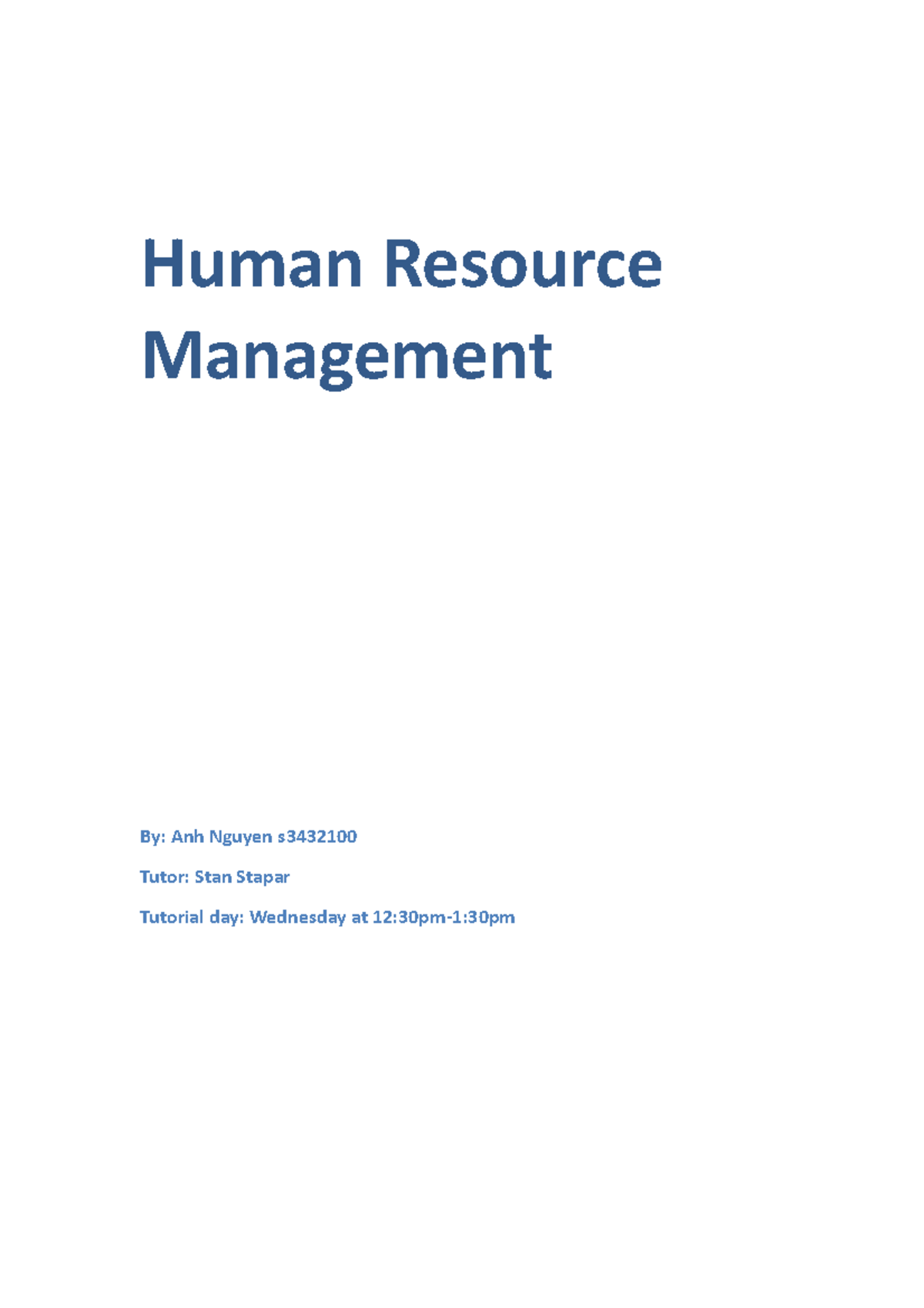 Essay "How Does Human Resource Management Have An Effect On A Business ...