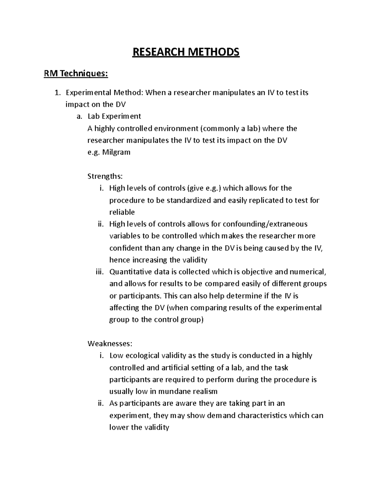 Research Methods - RESEARCH METHODS RM Techniques: Experimental Method ...