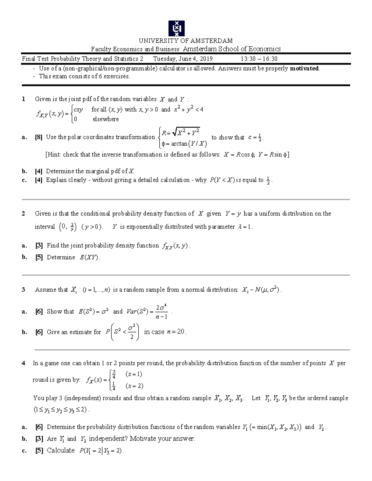University Of Amsterdam Exam Schedule