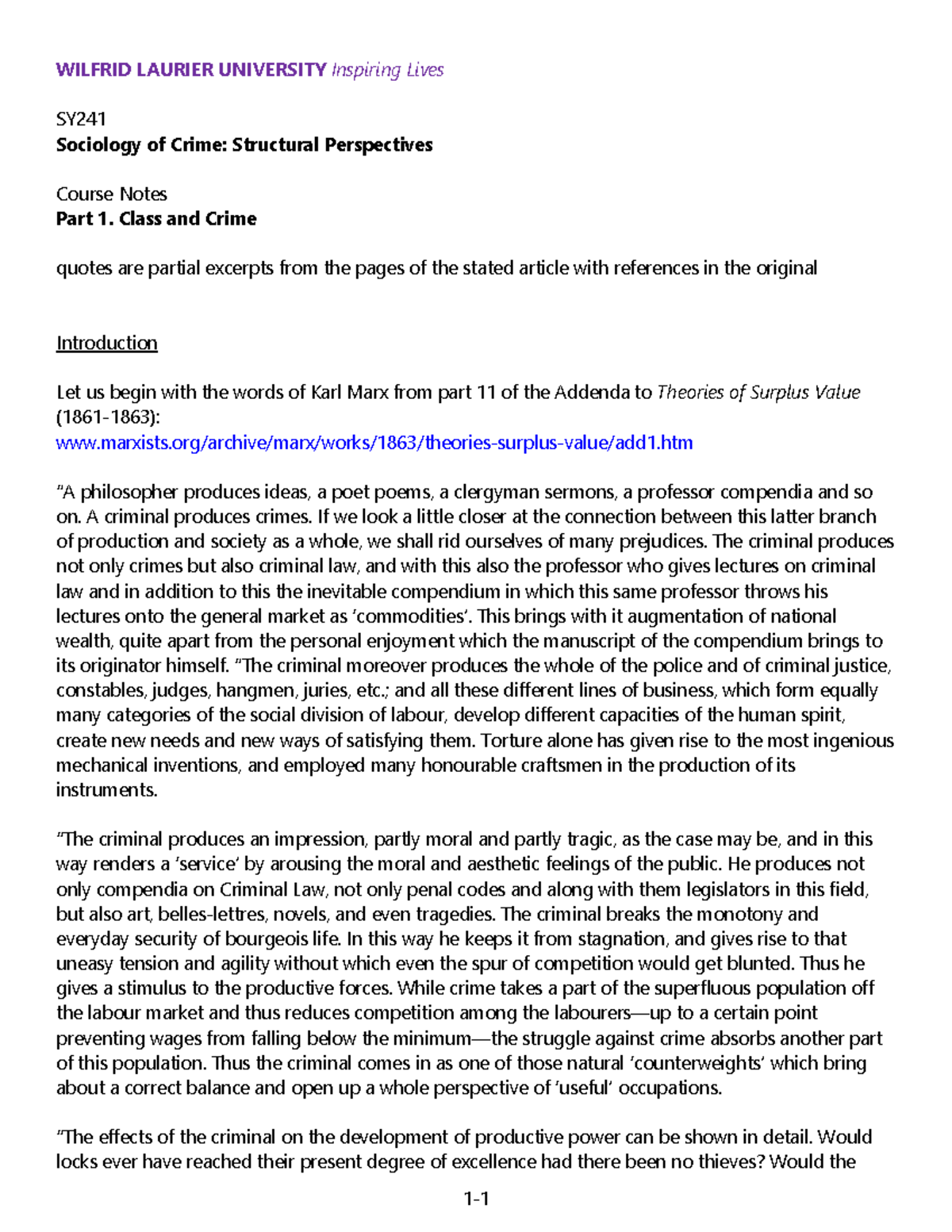 Part 1 - part 1 lecture notes - WILFRID LAURIER UNIVERSITY Inspiring ...