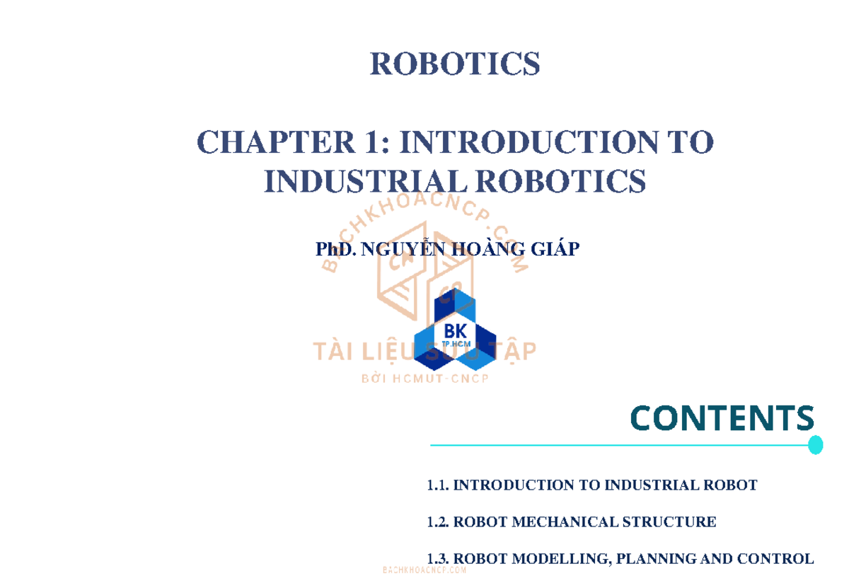 NHG Lecture Robotics 1 Introduction - CONTENTS 1. INTRODUCTION TO ...