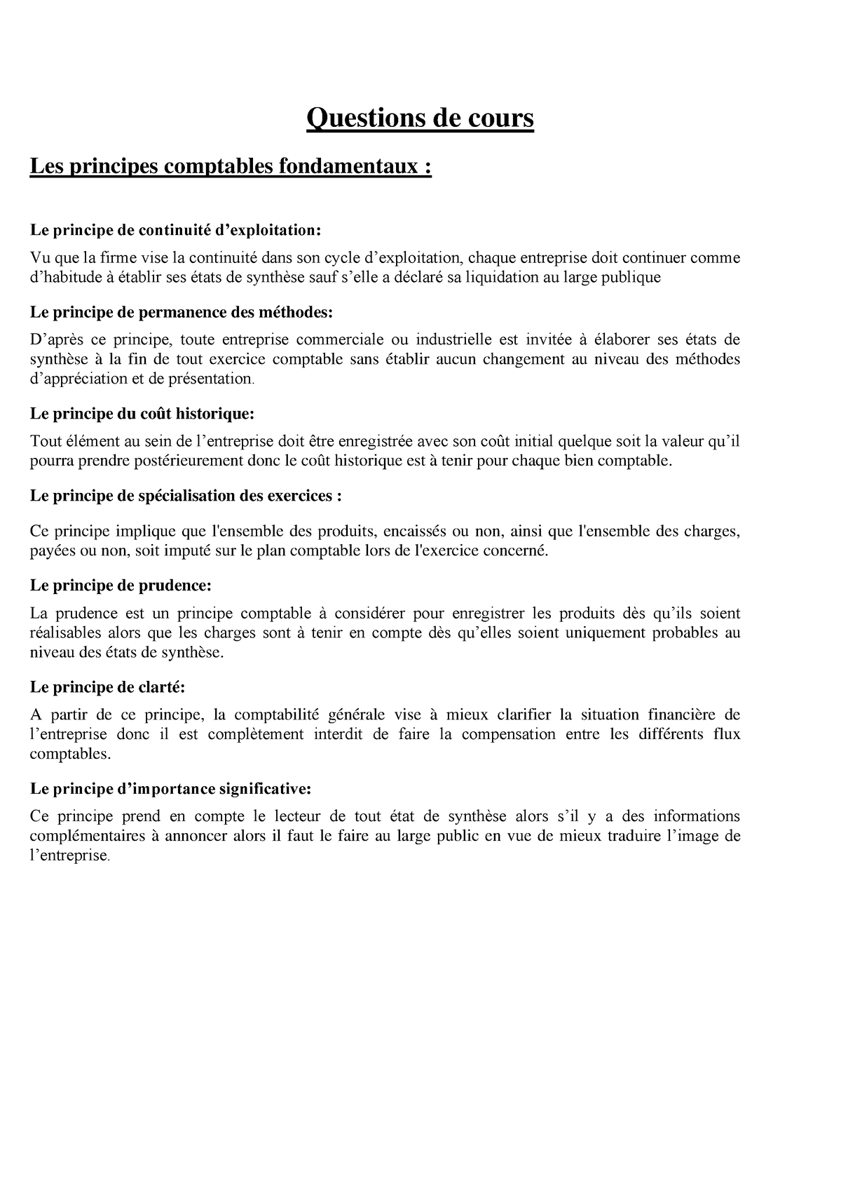 Questions De Cours CG S1-1 Pdf - Questions De Cours Les Principes ...