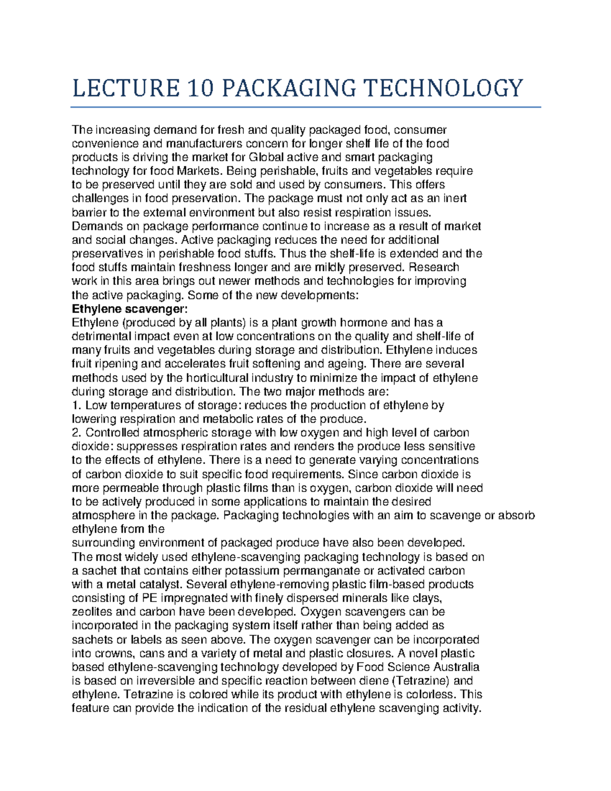 Lecture 10 Packaging Technology - LECTURE 10 PACKAGING TECHNOLOGY The ...