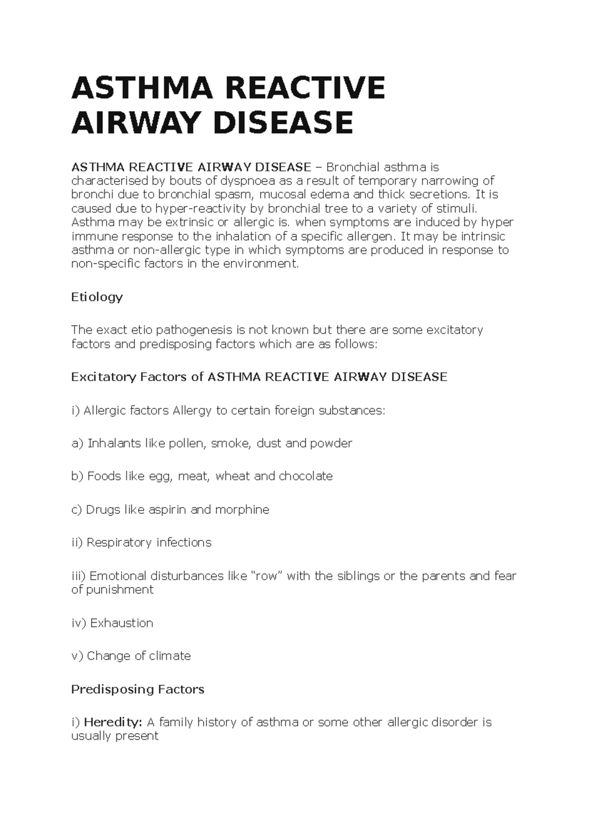 Asthma Reactive Airway Disease - ASTHMA REACTIVE AIRWAY DISEASE ASTHMA ...