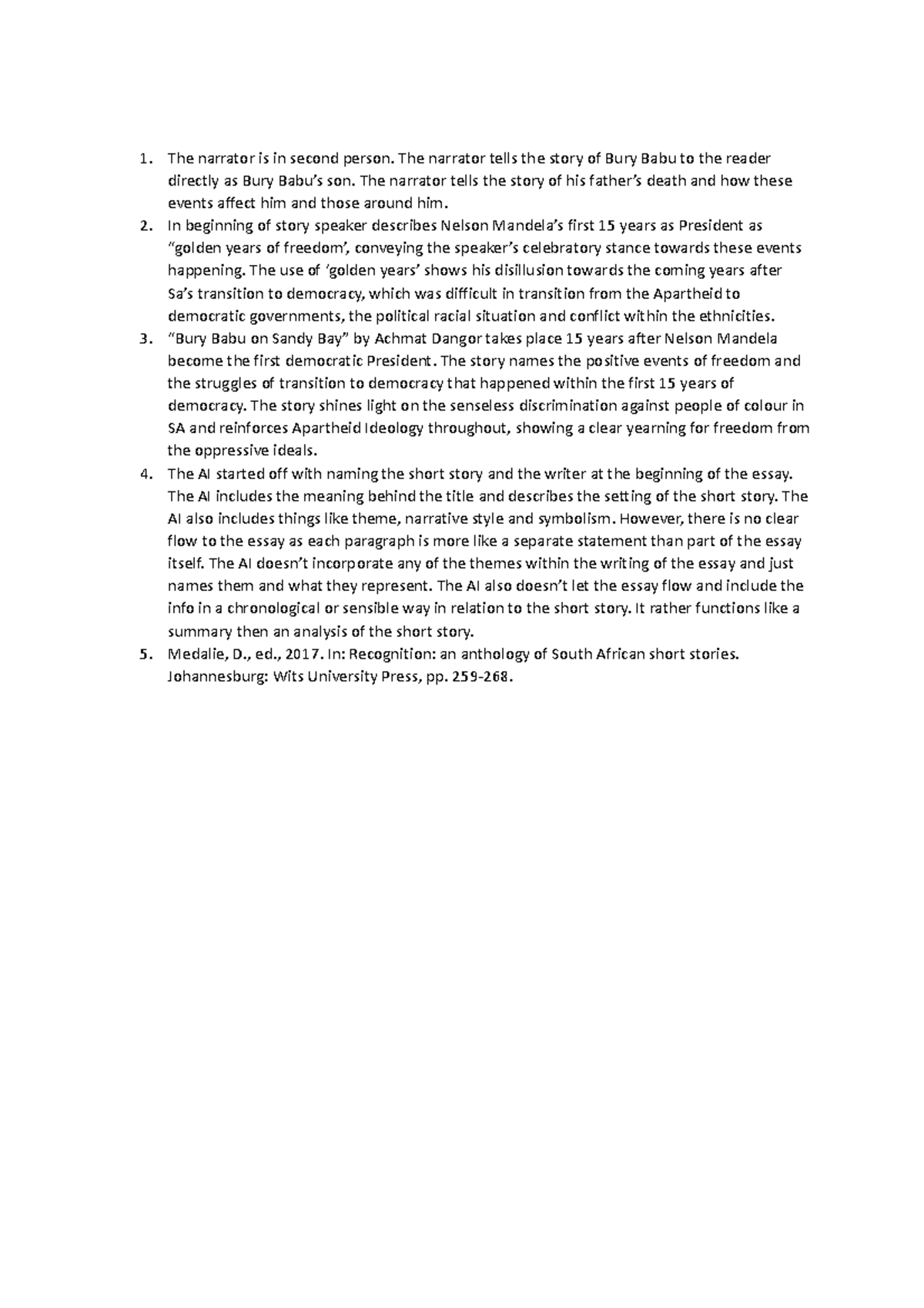 Worksheet 5 - The narrator is in second person. The narrator tells the ...