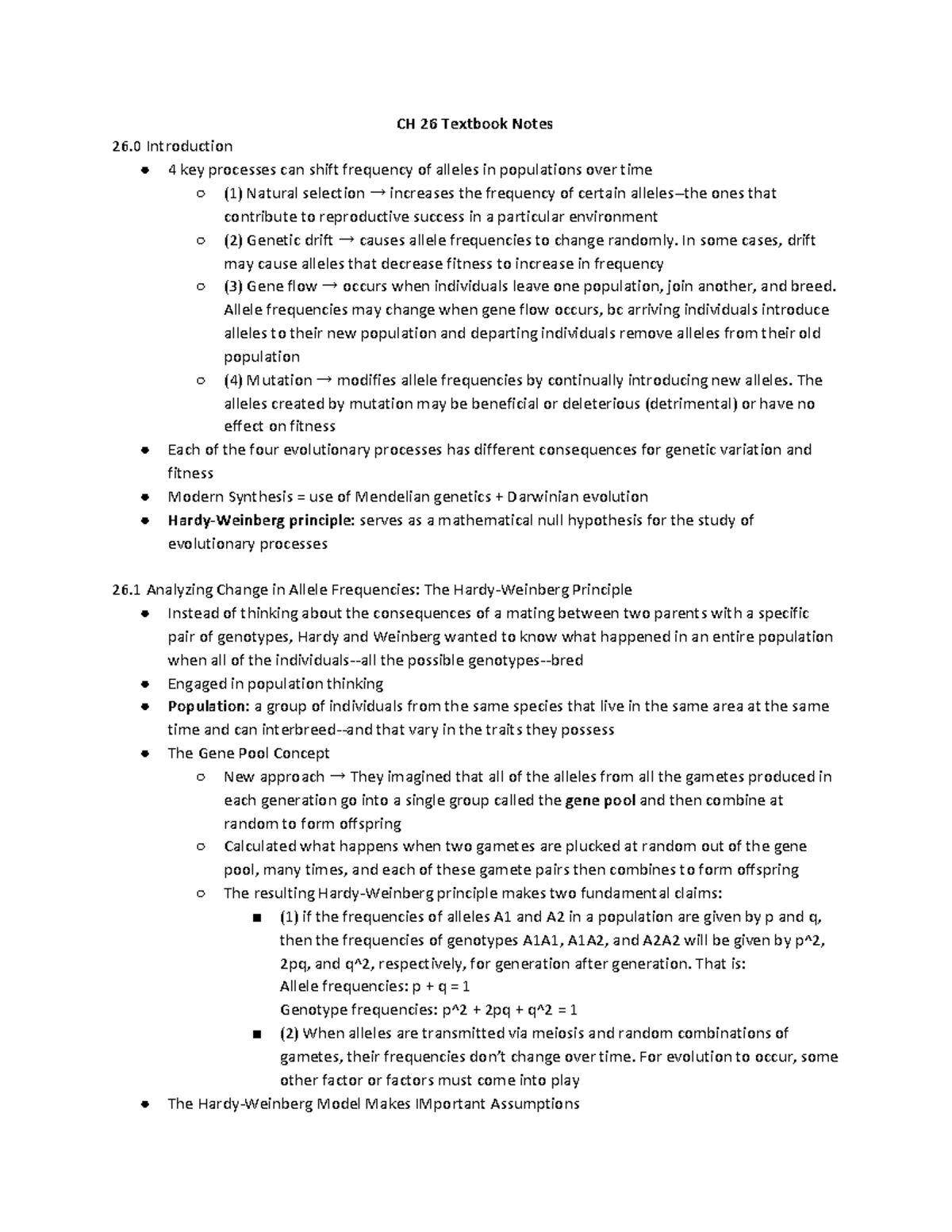CH 26 Textbook Notes - CH 26 Textbook Notes 26 Introduction 4 key ...