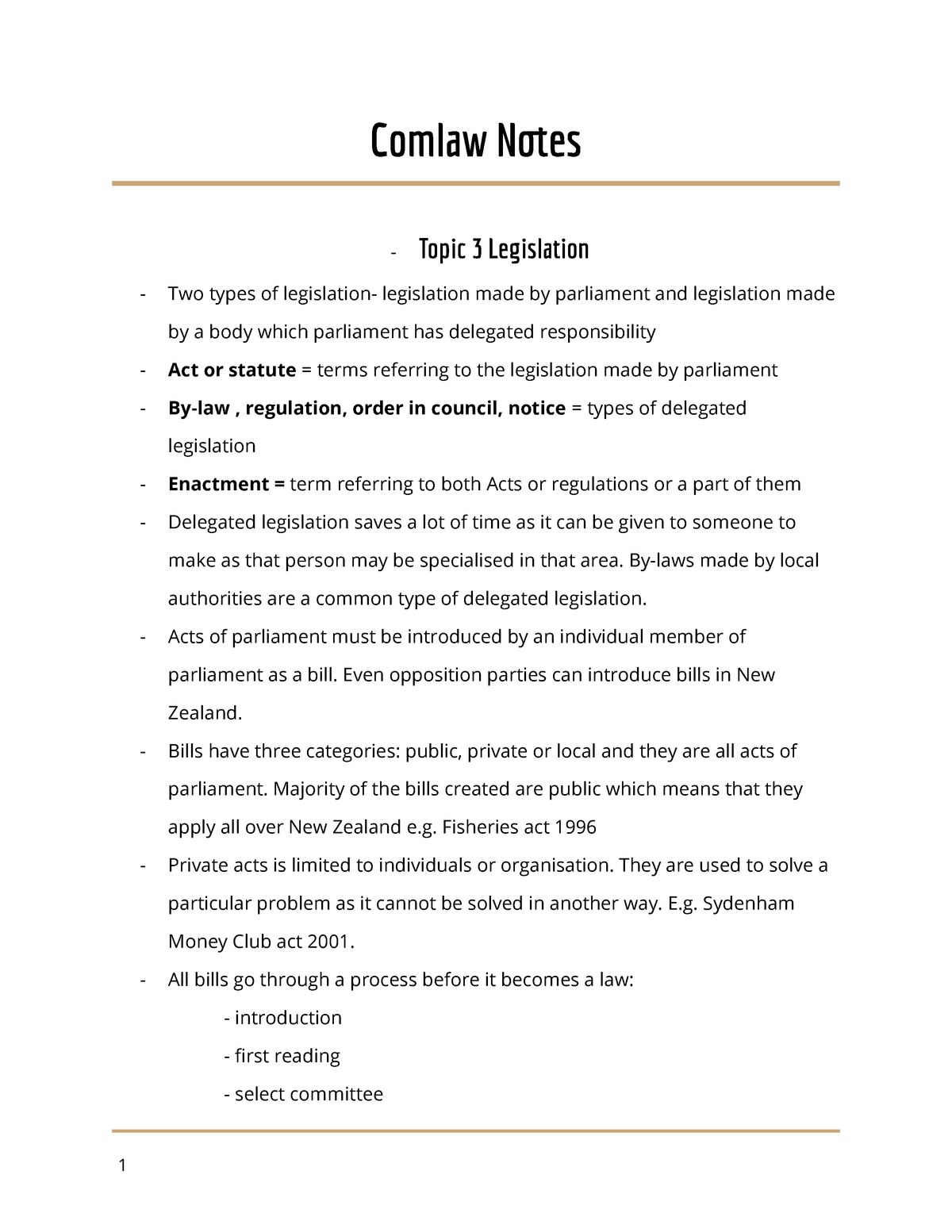 comlaw-topics-3-12-comlaw-notes-topic-3-legislation-two-types-of-legislation-legislation