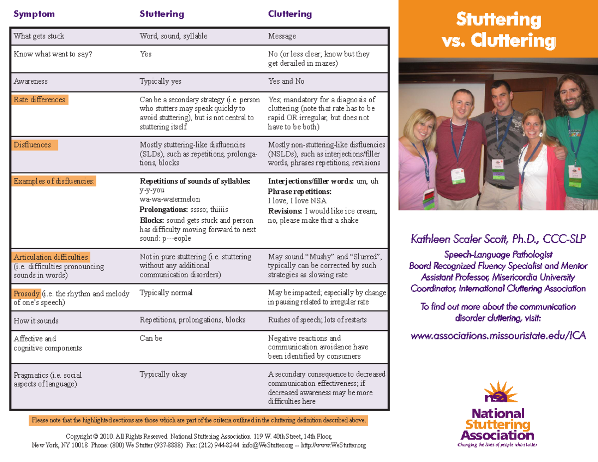 Stuttervs Clutter - Stuttering Vs. Cluttering Ns National Stuttering ...