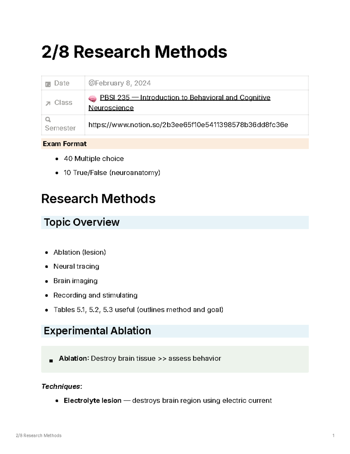 PBSI 235 Research Methods Lecture Notes - 2/8 Research Methods Date ...