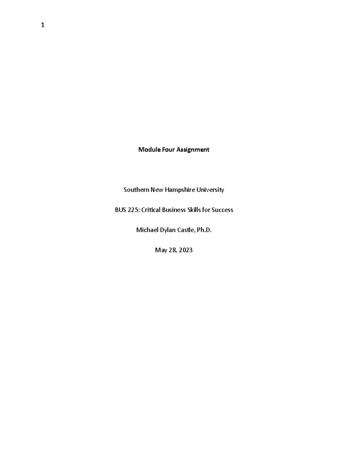 BUS225 Module Four Assignment - Module Four Assignment Southern New ...