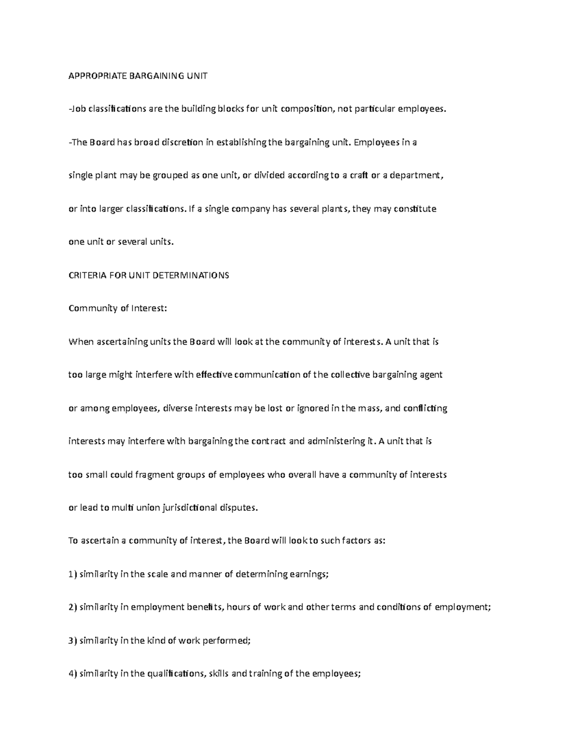 Appropriate Bargaining Unit APPROPRIATE BARGAINING UNIT Job