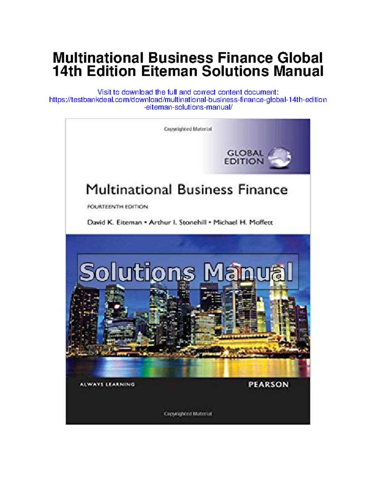 669703787 Multinational Business Finance Global 14th Edition Eiteman ...