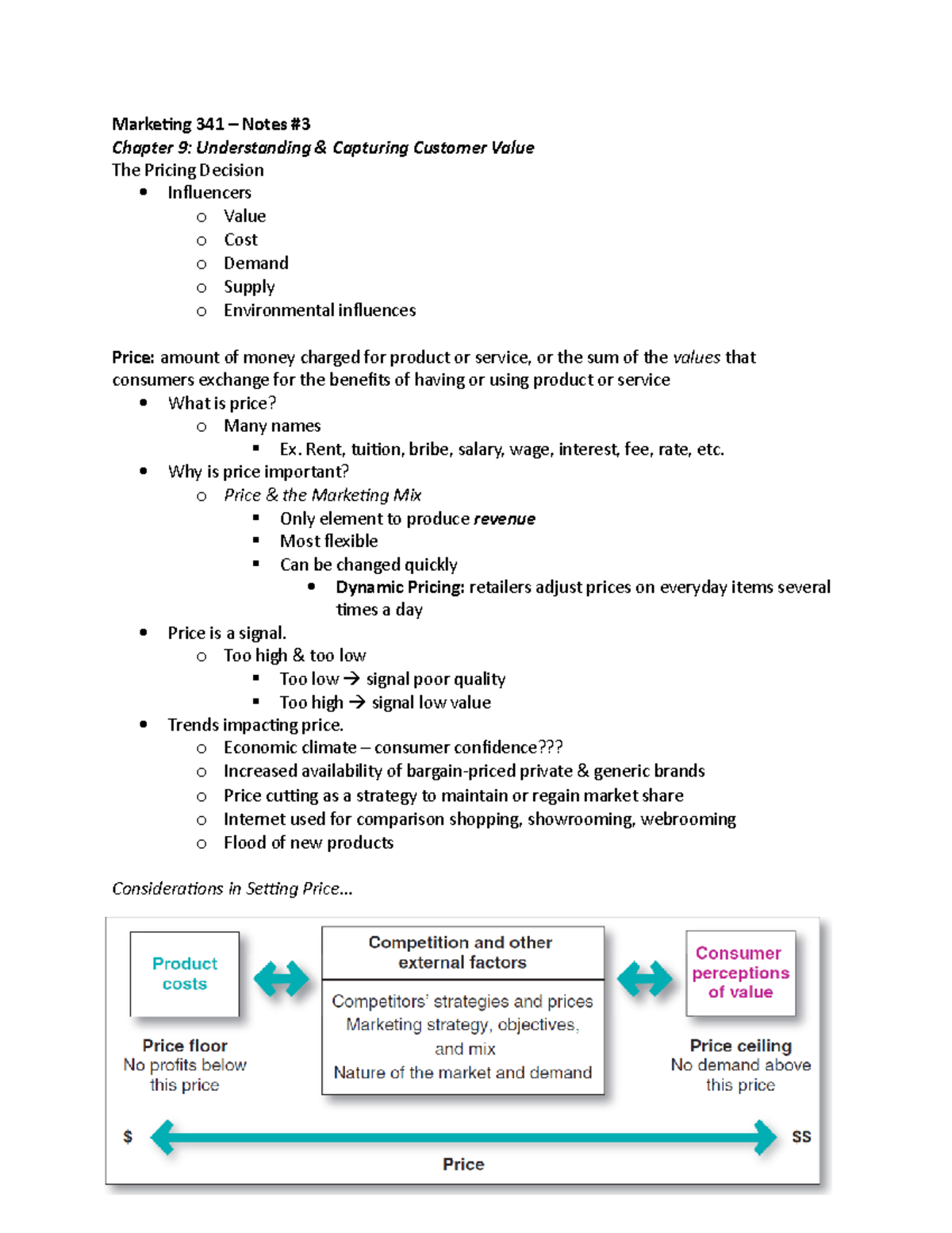Marketing 341 - lecture notes #3 - Marketing 341 – Notes #3 Chapter 9 ...
