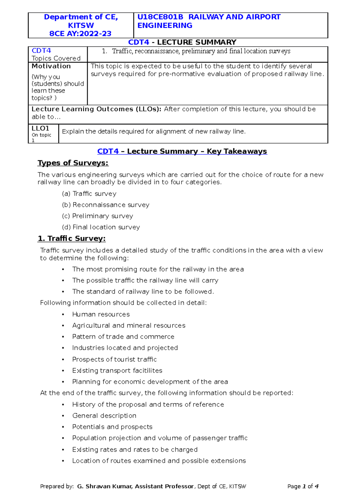 RAE 4 LS - Notes for rae - KITSW 8CE AY:2022- ENGINEERING CDT4 ...