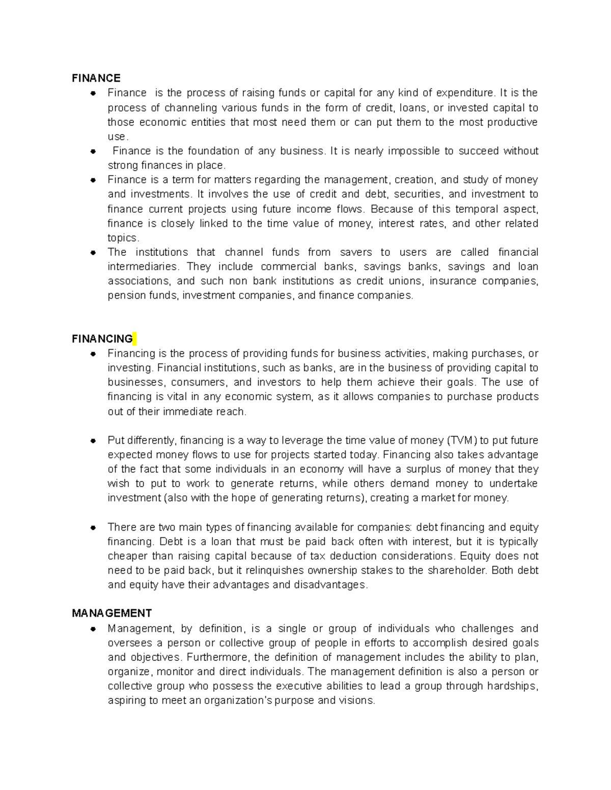 fm-101-activity-finance-finance-is-the-process-of-raising-funds-or