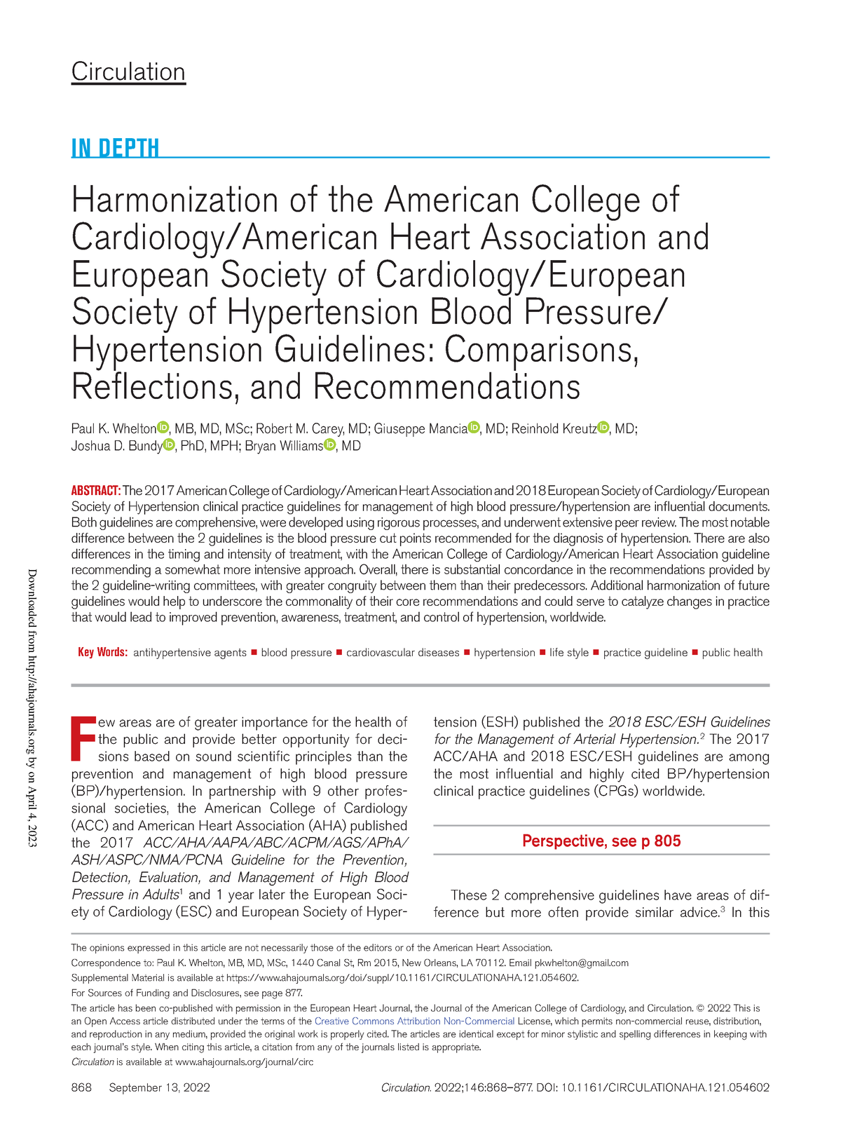 Hypertension Guideline - Circulation 868 September 13, 2022 Circulation ...