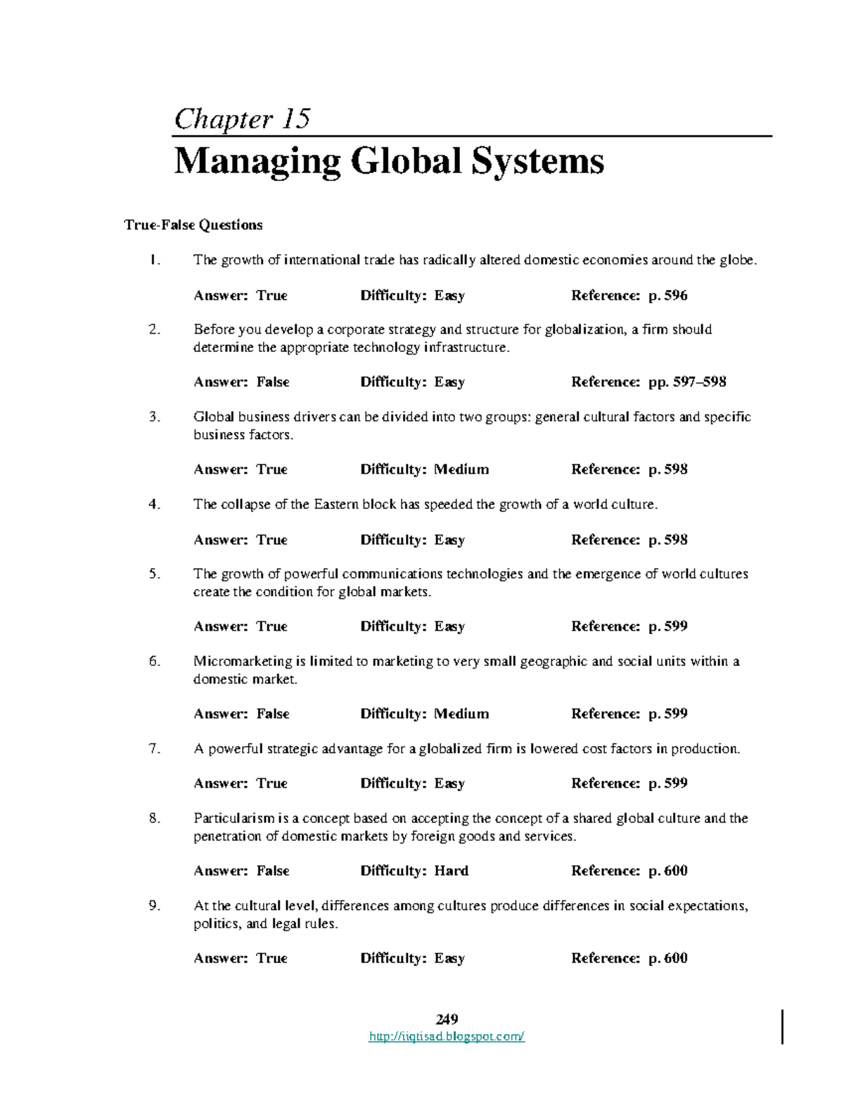 MIS10E Testbank CH15ii - 249 Iiqtisad.blogspot/ Chapter 15 Managing ...