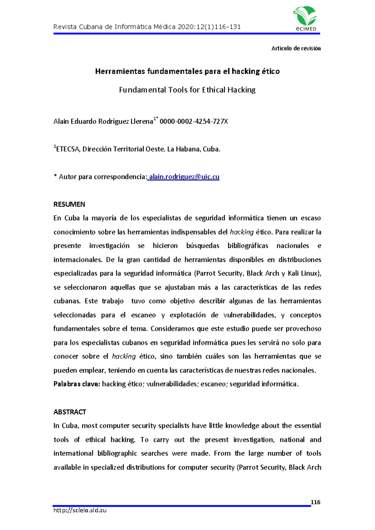 Cim201j - 116 Artículo de revisión Herramientas fundamentales para el ...