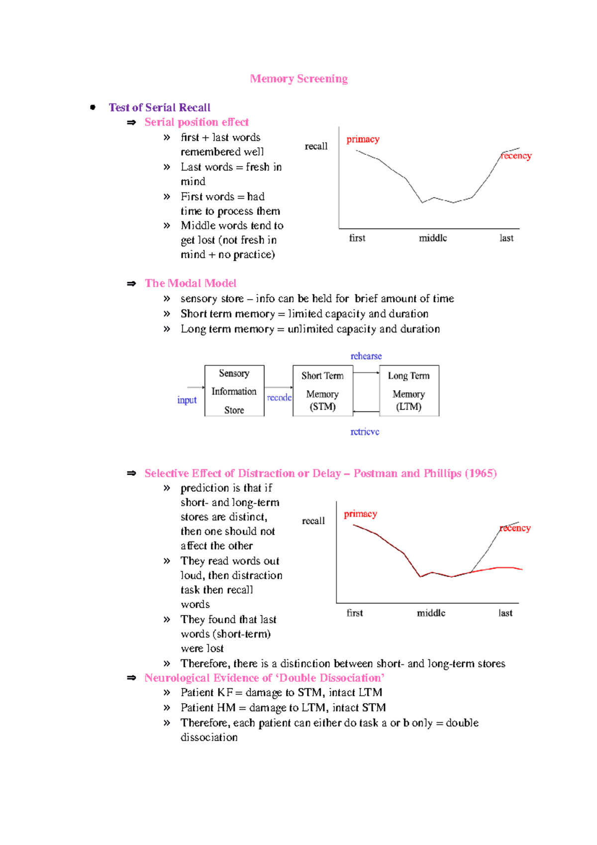 Memory Screening - Memory Screening Test of Serial Recall Serial ...